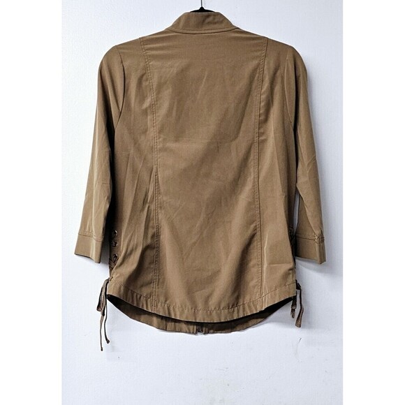 CHICO'S Zenergy Khaki Long Sleeve Zipup Side Lace Women Jacket - Picture 6 of 7